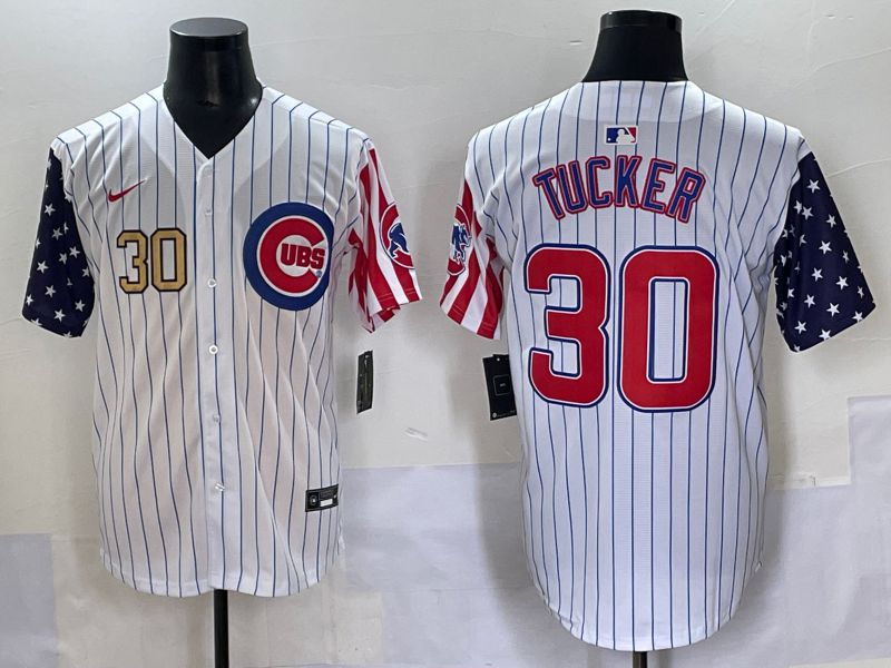 Men 2025 Chicago Cubs #30 Tucker White Stripe a generation of national flags Joint Name Nike MLB Jersey style 2